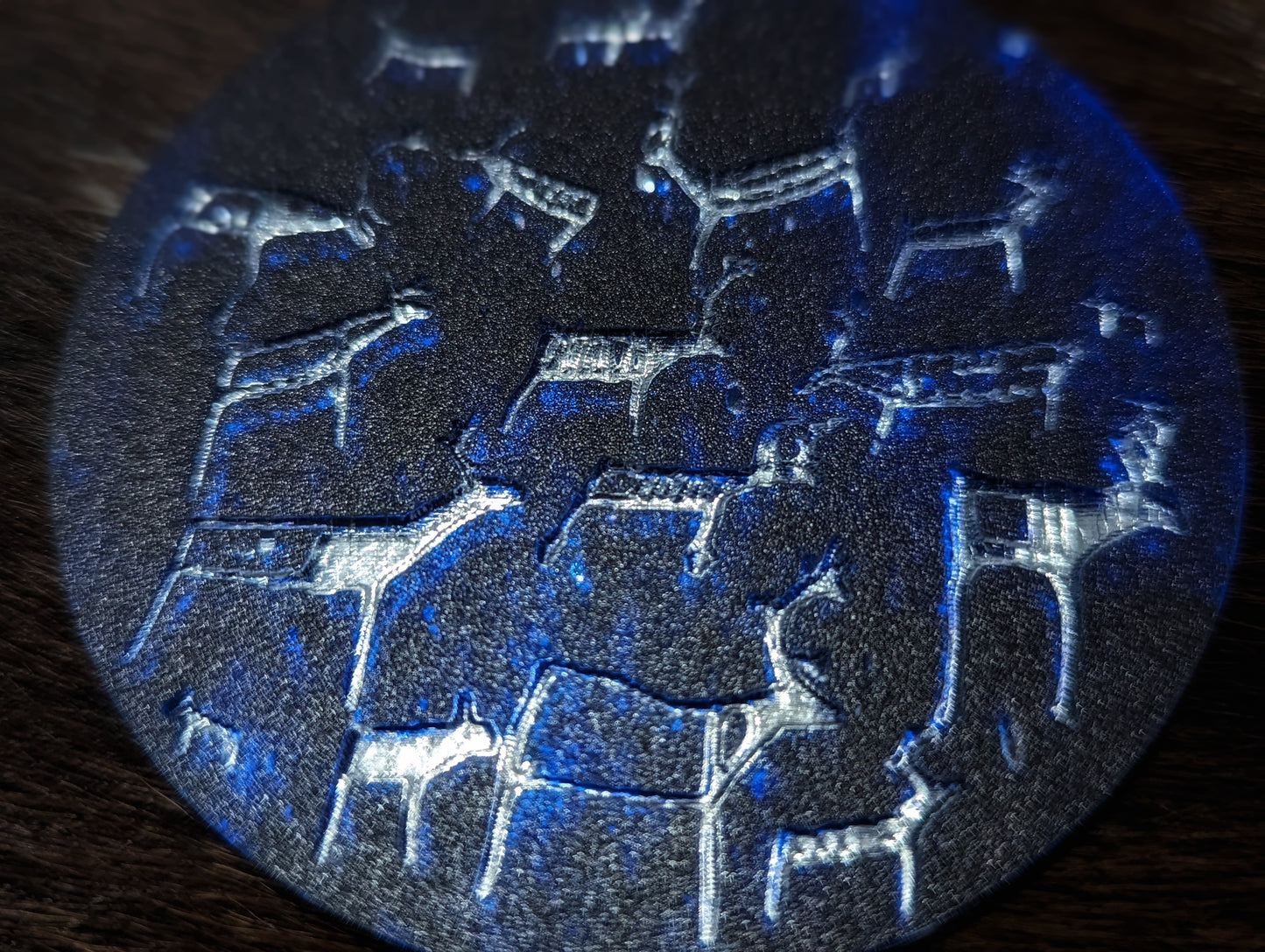 Set of 3 Reindeer Petroglyph Ornaments Mirror Aurora Alta Norway | Yule Gift | Unique Ornaments | Gift for Archaeologist