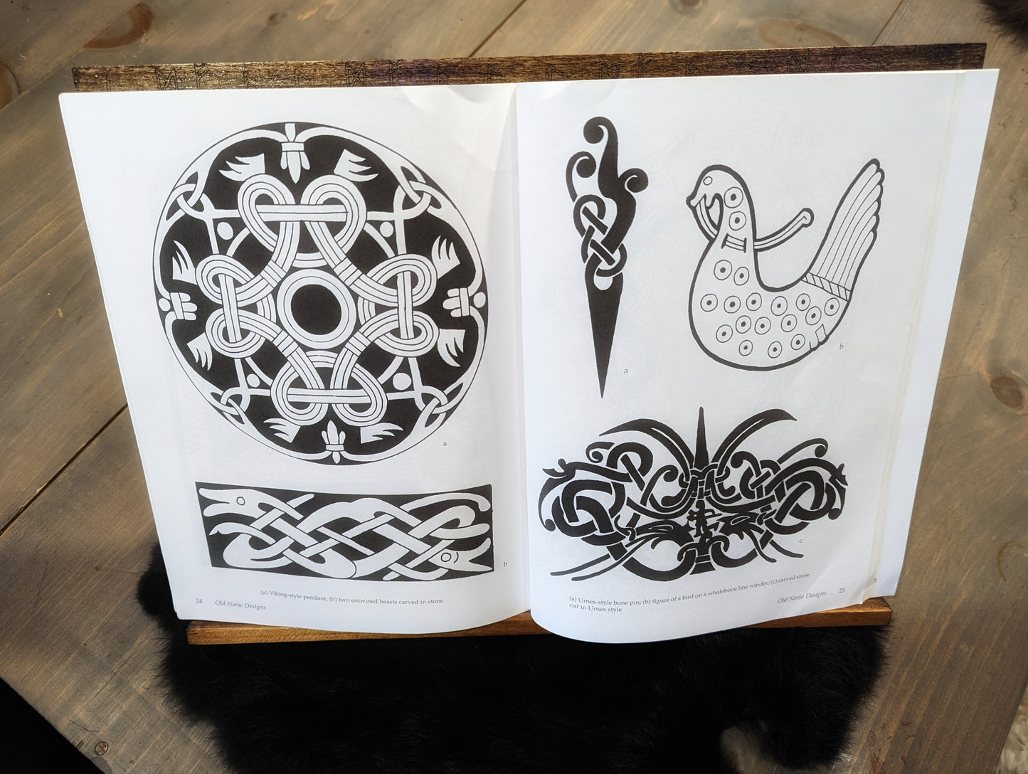 Rune Triskelion Book Stand | Norse Pagan Altar Decor