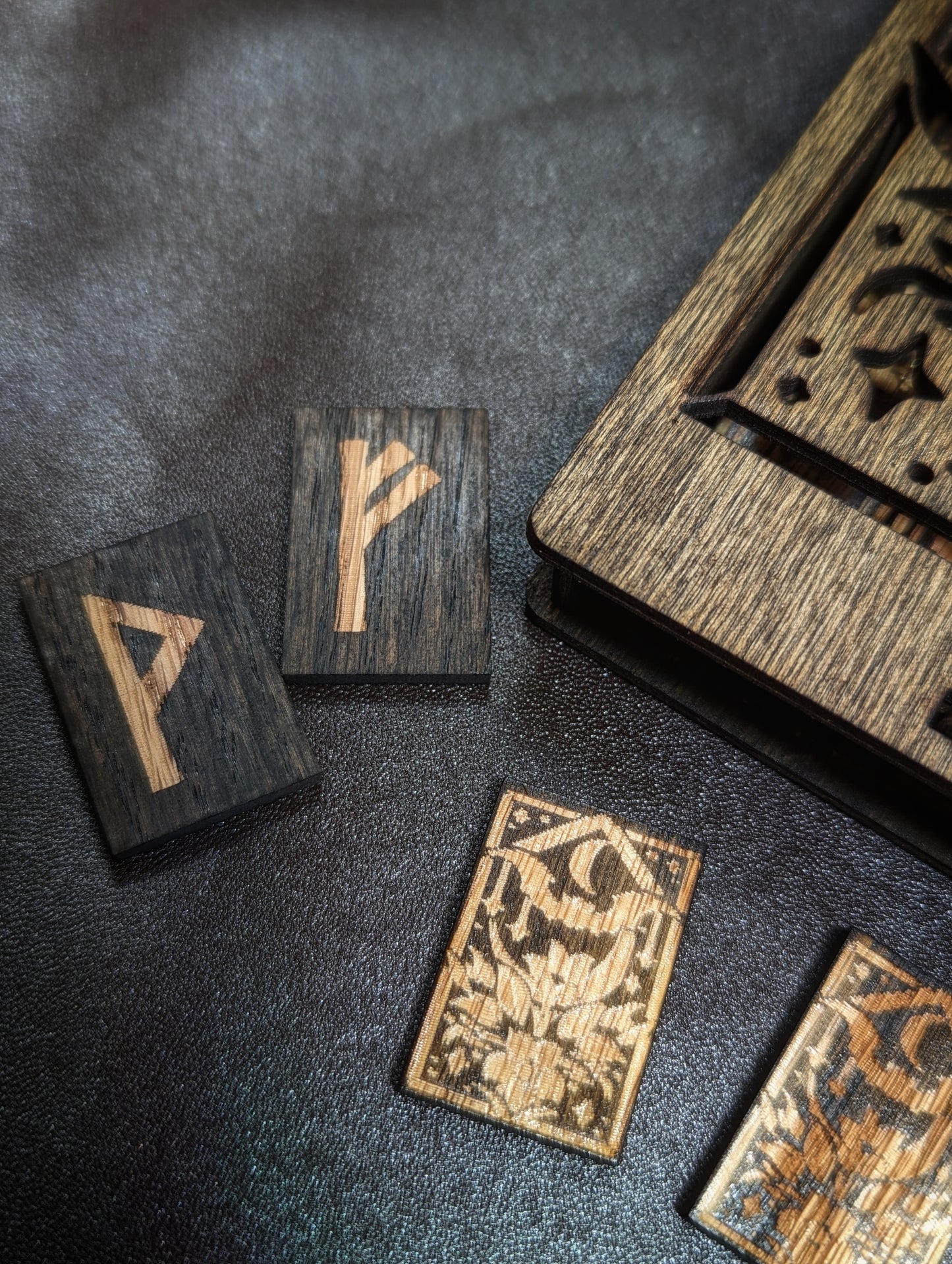 Moon, Bat, and Night Blooming Flower Runes and Box
