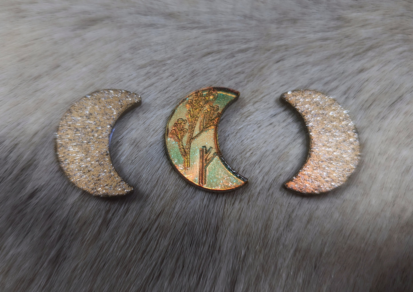 Set of 24 Elder Futhark Iridescent Moon Runes With Wildflowers | Unique Rune Set | Feminine Norse Pagan