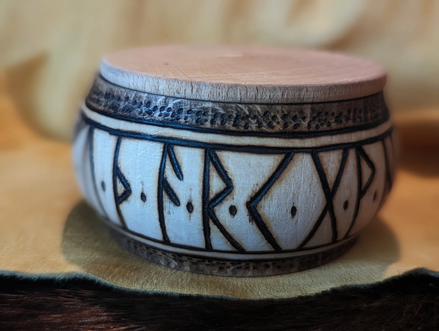 One of A Kind Hand Turned Alder Wood Box of 24 Wood Runes Round Small Rune Sets | Viking Runes | Elder Futhark Runes