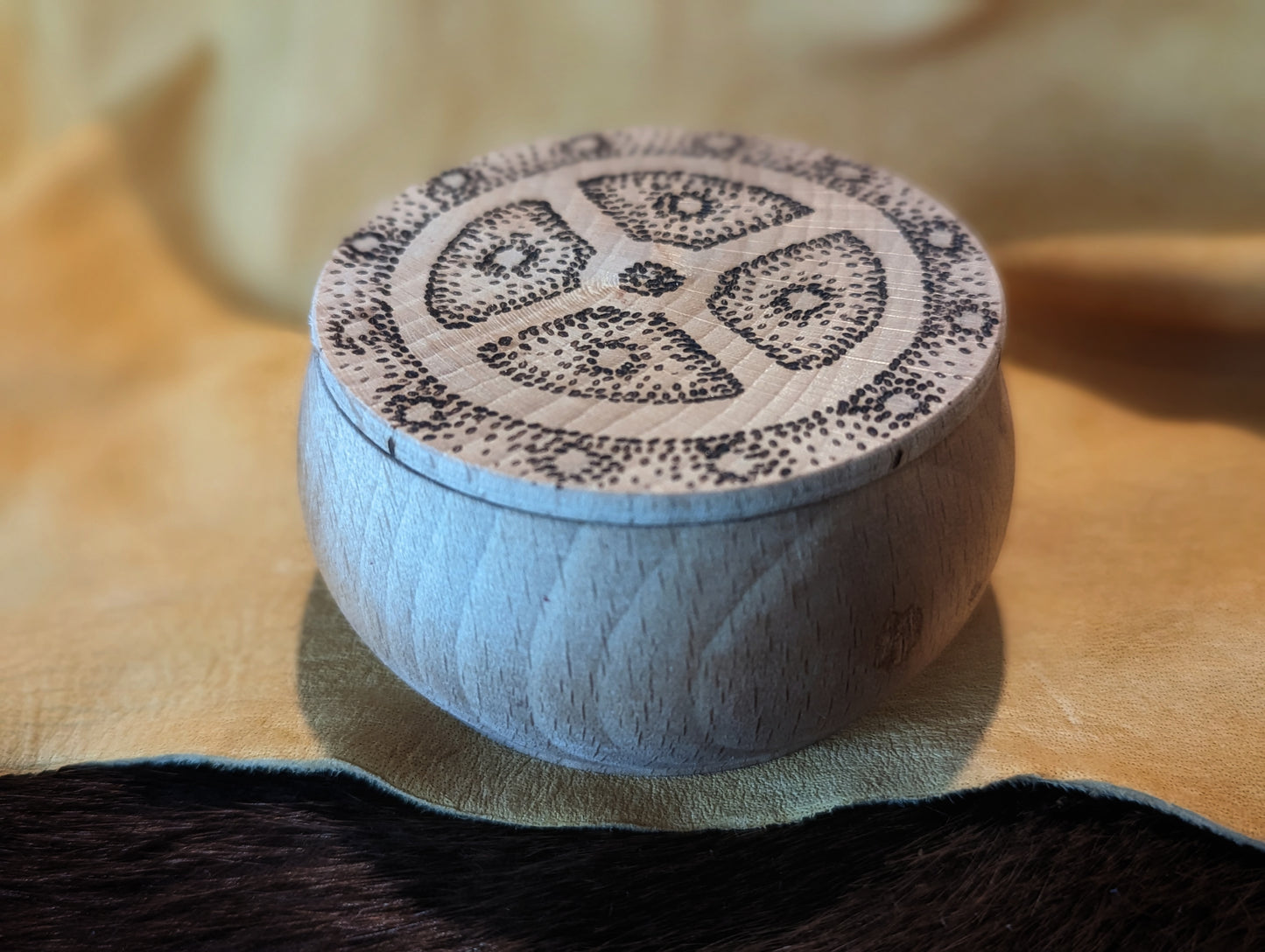 One of A Kind Hand Turned Alder Wood Box of 24 Wood Runes Round Small Rune Sets | Viking Runes | Elder Futhark Runes