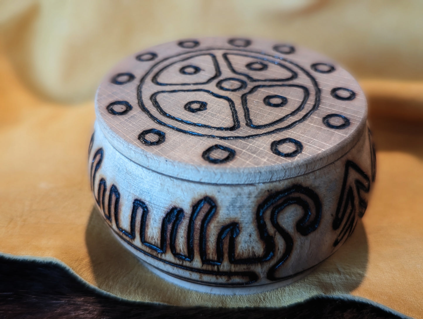 One of A Kind Hand Turned Alder Wood Box of 24 Wood Runes Round Small Rune Sets | Viking Runes | Elder Futhark Runes