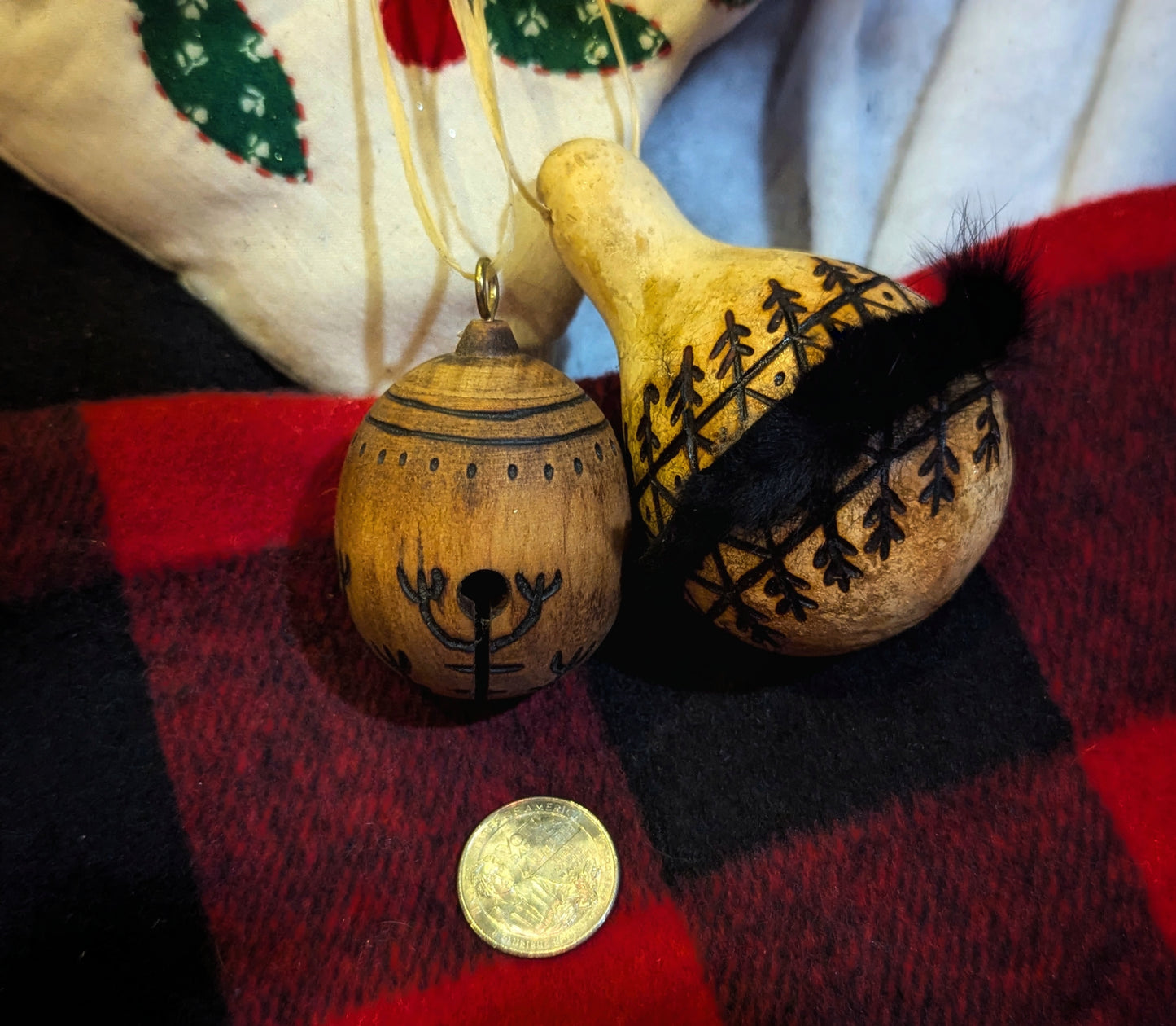 Functional Wood Bell Icelandic Stave Hand Burned Ornament