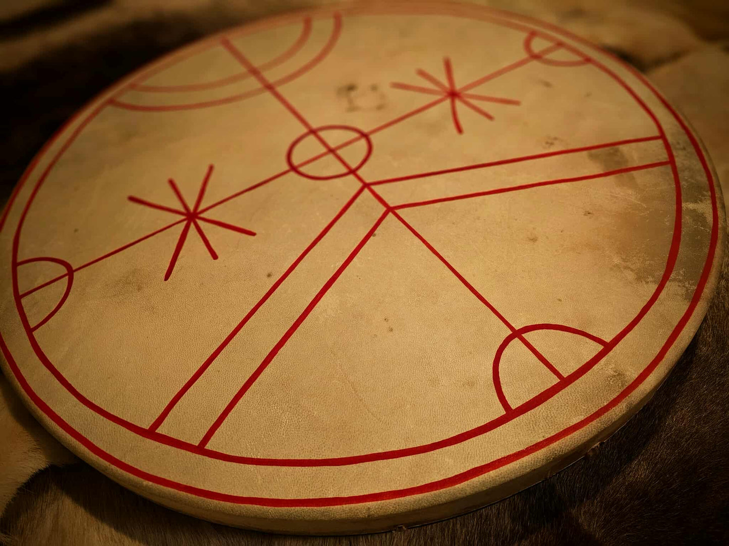 Rotakross Rótkross Protection Galdrastafir Big 30" Goat Hide Shaman Drum Hand Painted Norse Pagan Heathen Asatru Drum