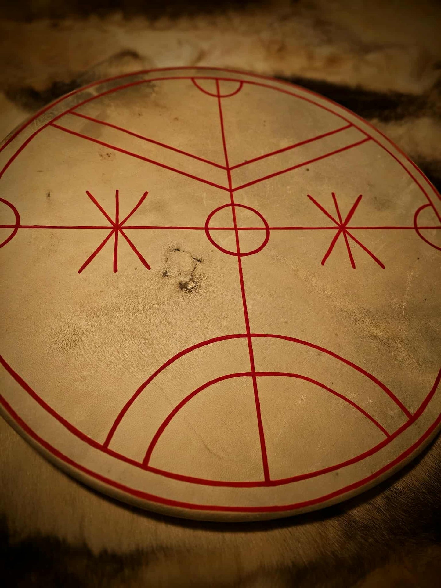 Rotakross Rótkross Protection Galdrastafir Big 30" Goat Hide Shaman Drum Hand Painted Norse Pagan Heathen Asatru Drum