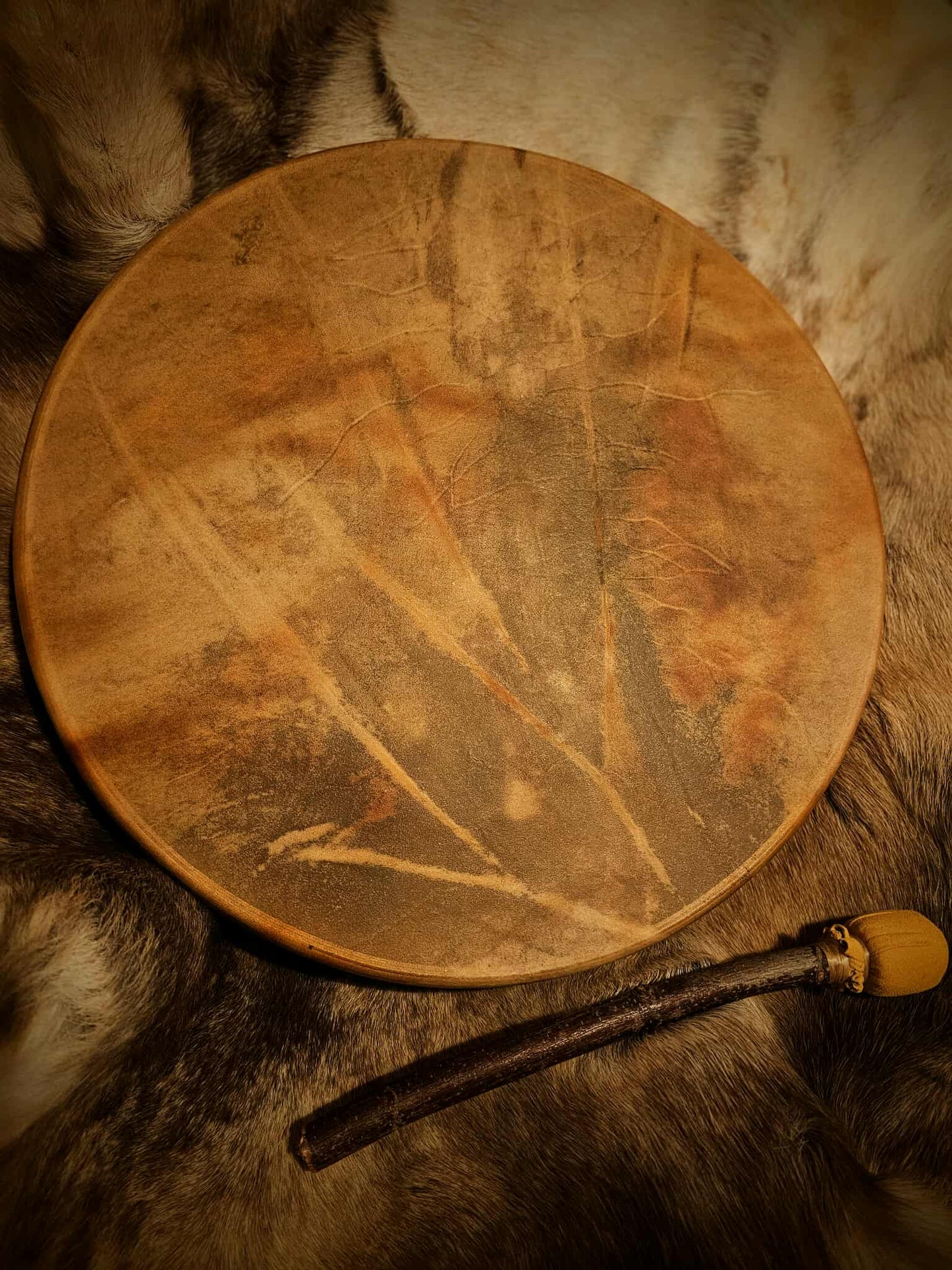 Unique Natural 20" Elk Hide Drum | Elk Rawhide Shaman Drum With Beater