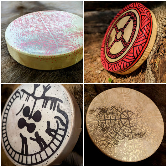 10 Inch Hand Painted Deer Hide Hand or Beater Drum