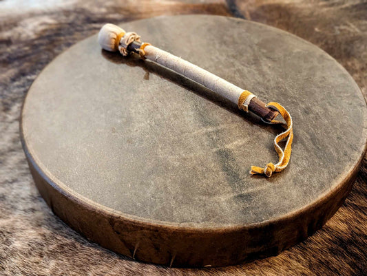 20" Natural Dark Horse Hide Drum | Shaman Drum | Rawhide Drum