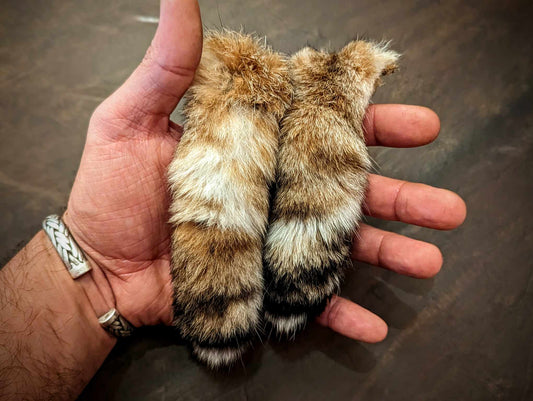 Bobcat Tail Earrings | Genuine Bobcat Fur Brass Jewelry