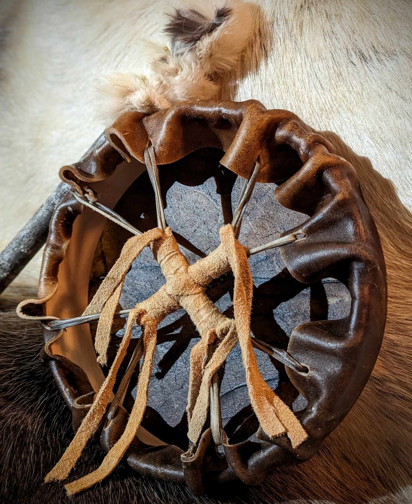 10 Inch Moose Hide Drum With Rabbit Fur Beater