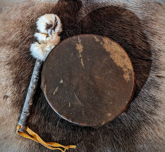 10 Inch Moose Hide Drum With Rabbit Fur Beater