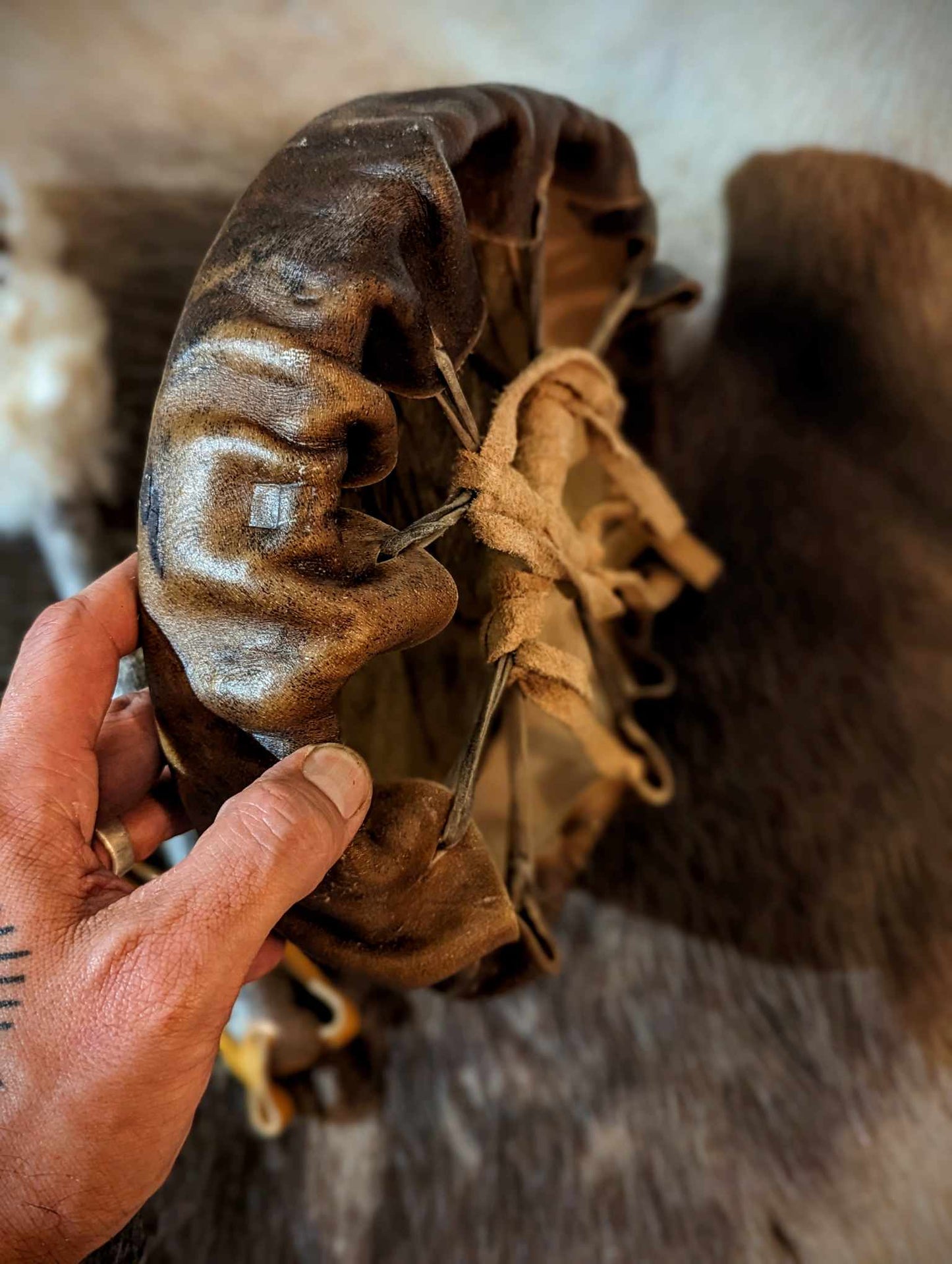 10 Inch Moose Hide Drum With Rabbit Fur Beater