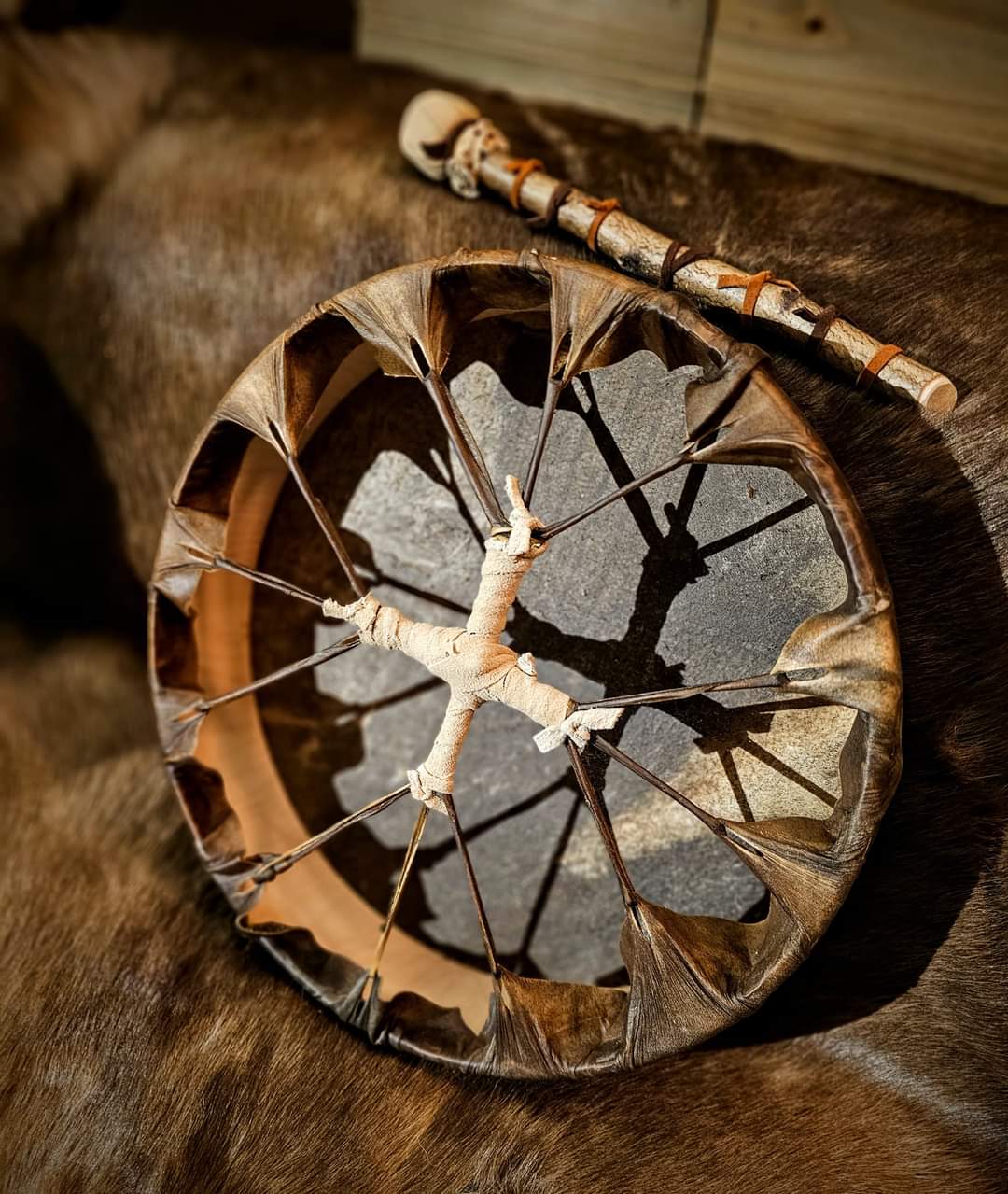 14 Inch "Horse in the Winter Sun" Horse Hide Drum