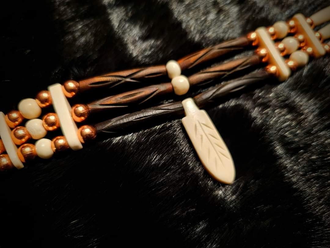 Buffalo Bone, Copper, and Wood Traditional Choker Style Necklace
