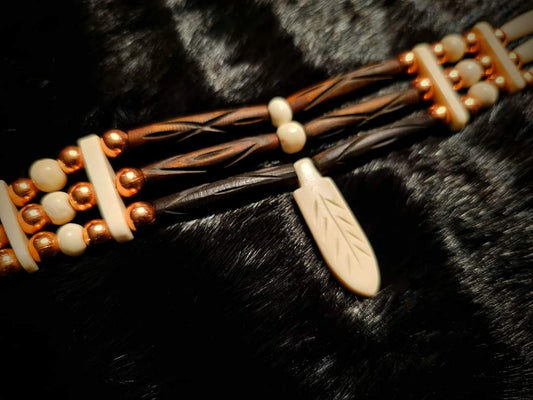 Buffalo Bone, Copper, and Wood Traditional Choker Style Necklace