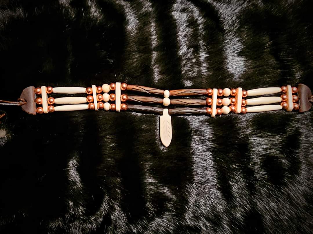 Buffalo Bone, Copper, and Wood Traditional Choker Style Necklace