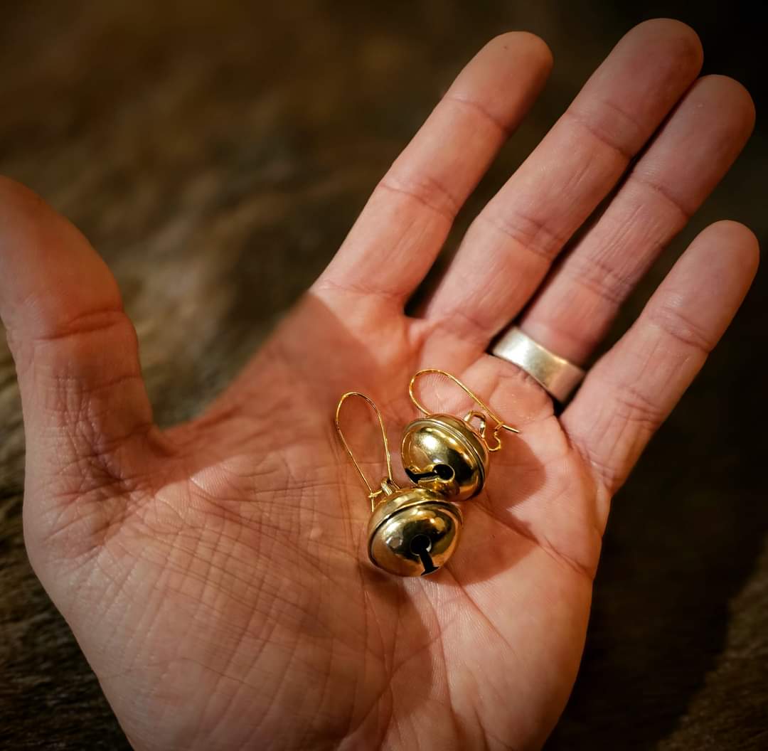 Brass Hawk Bell Earrings