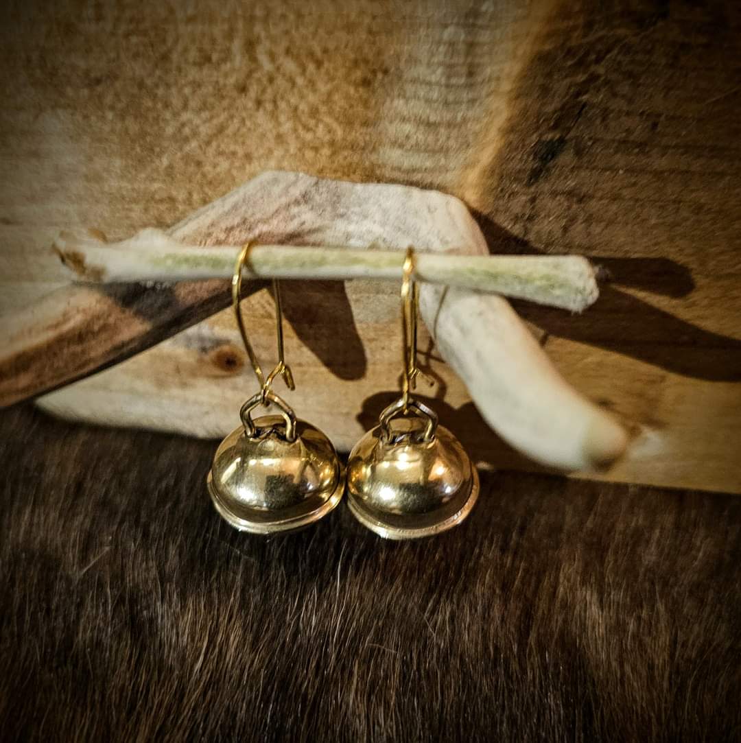 Brass Hawk Bell Earrings