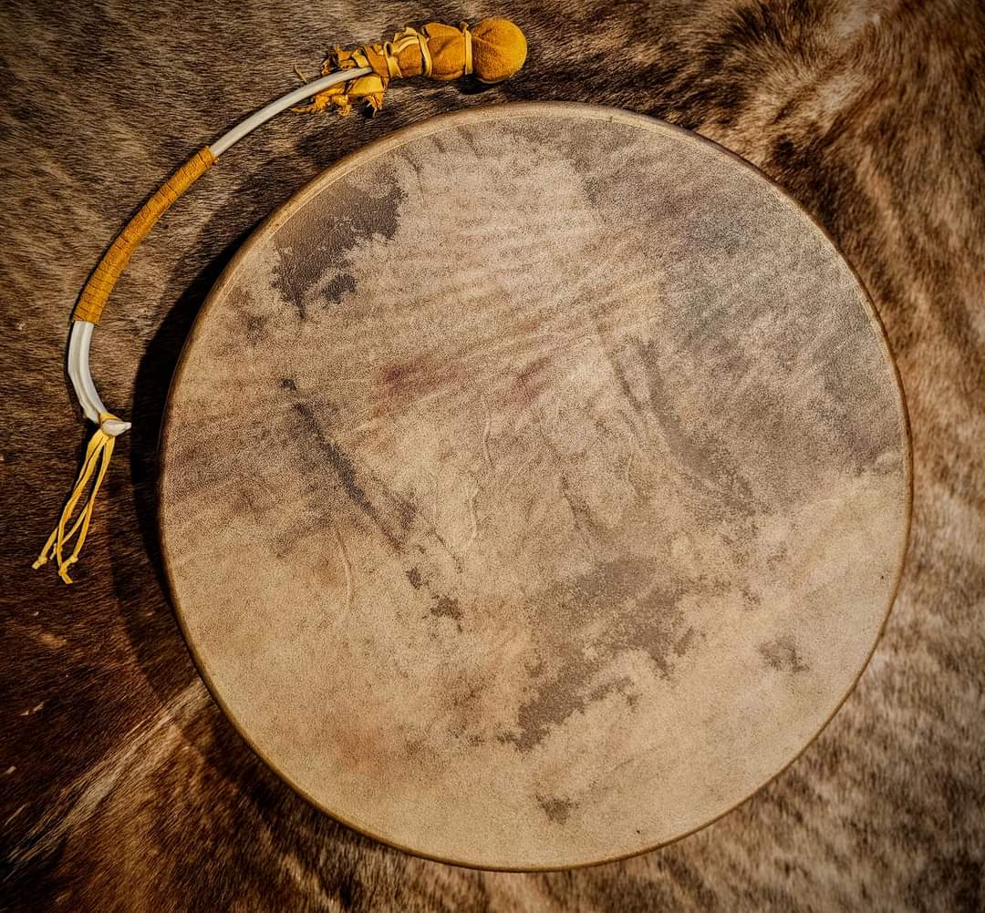 20" Natural Elk Hide Drum | Elk Rib Beater | Shaman Drum | Rawhide Drum