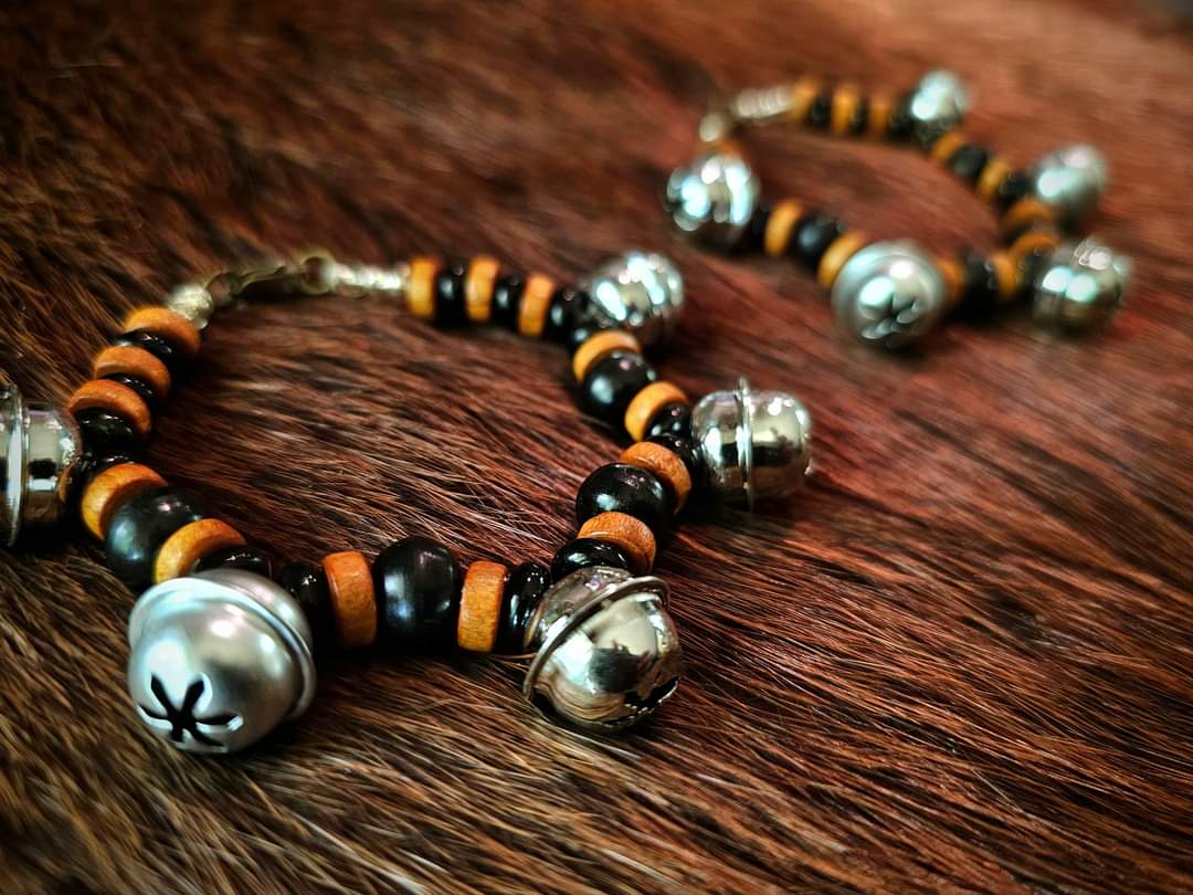 Percussion Bell Bracelets With Buffalo Horn Beads