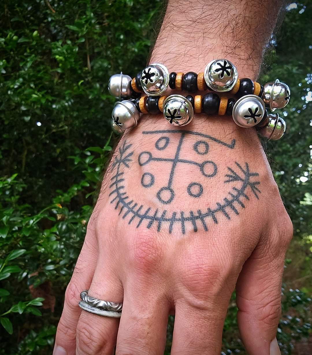Percussion Bell Bracelets With Buffalo Horn Beads