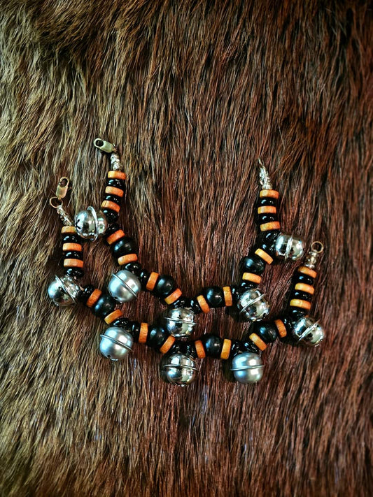 Percussion Bell Bracelets With Buffalo Horn Beads
