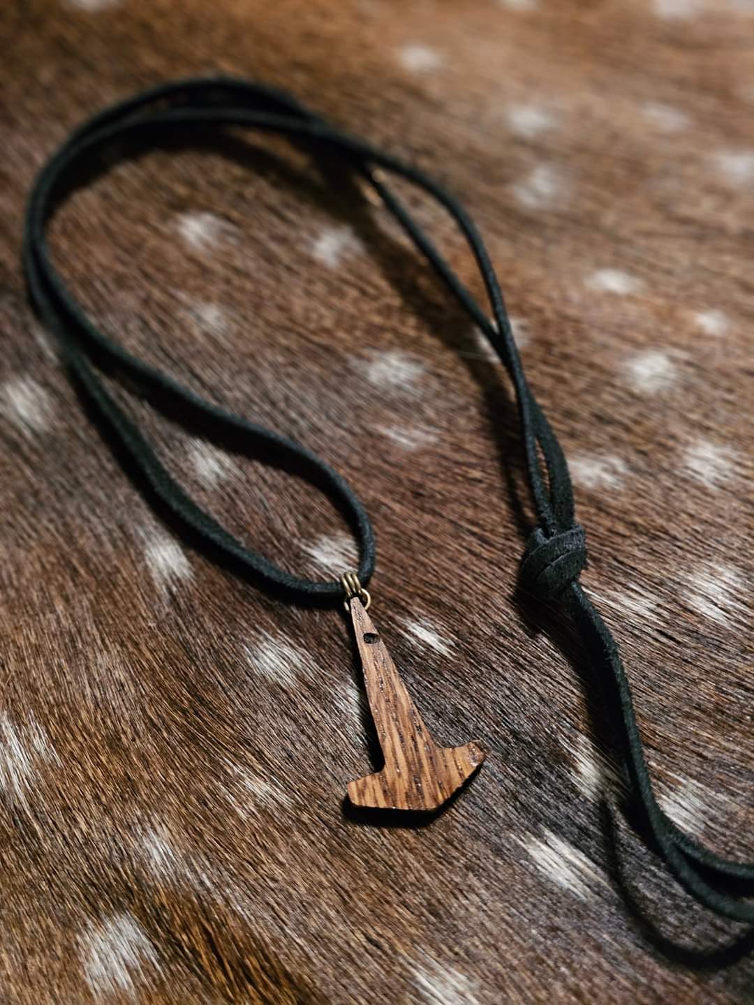Appalachian Hickory Mjölnir Pendant on Leather Cord