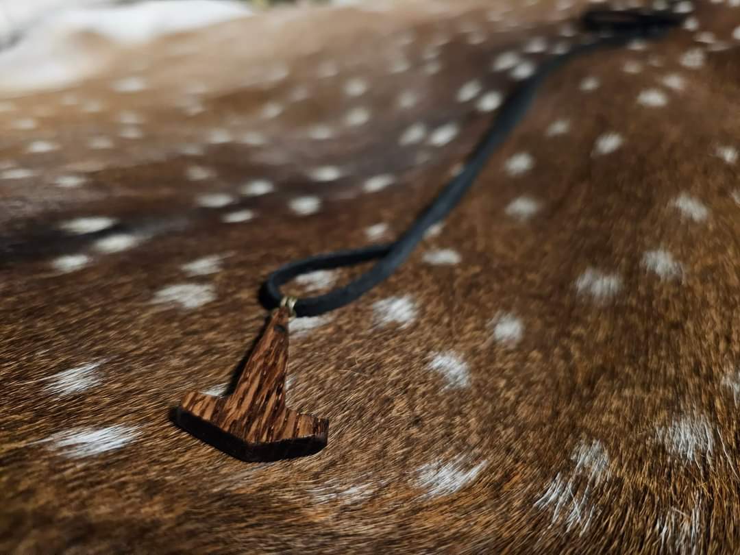 Appalachian Hickory Mjölnir Pendant on Leather Cord