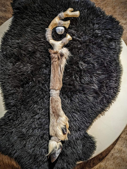 Nordic Reindeeer Hide and Leg "Antler" Rattle