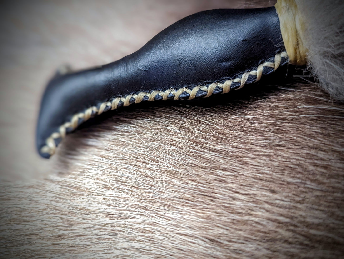 River Folk Medicine Rattle Blue Reindeer Hide Wolf Fur Icelandic Wool