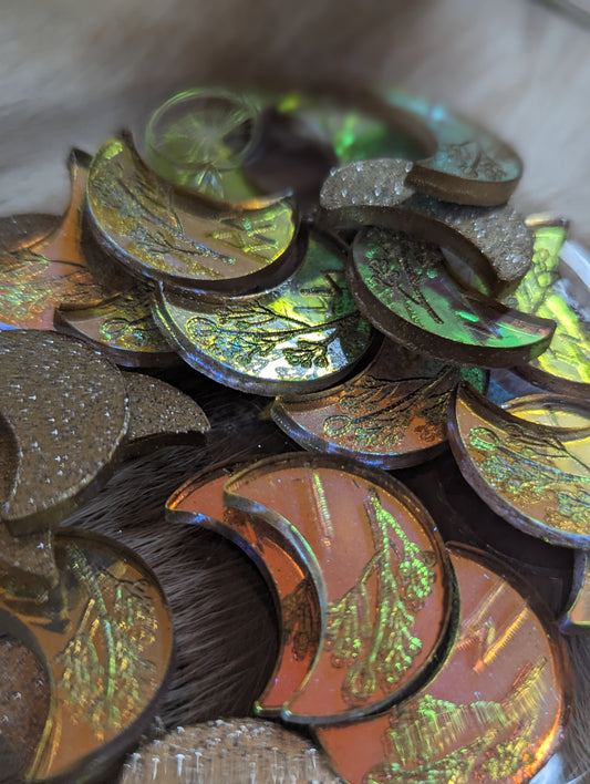 Set of 24 Elder Futhark Iridescent Moon Runes With Wildflowers | Unique Rune Set | Feminine Norse Pagan
