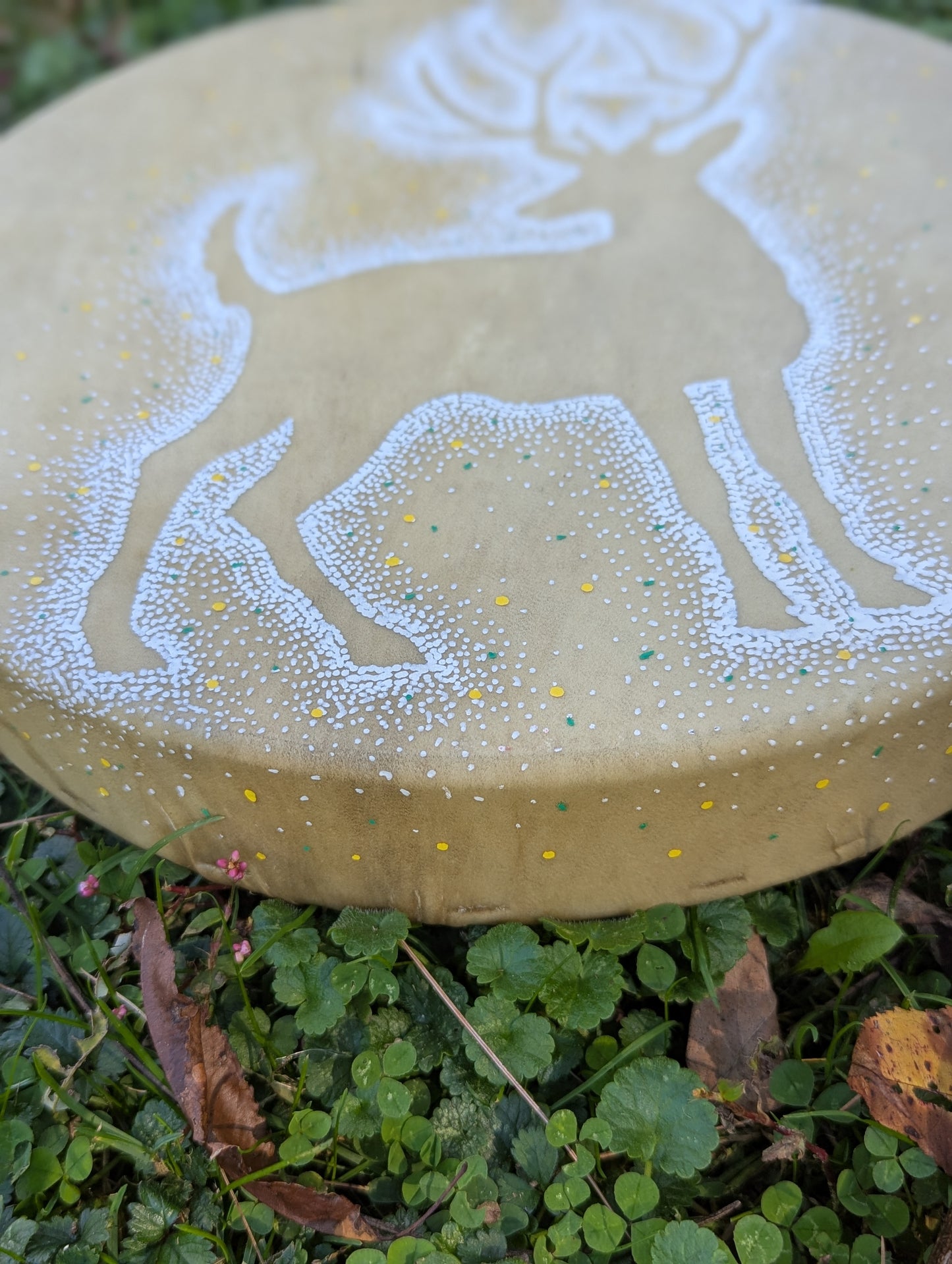 12 Inch Deer Hide Drum With Beater | Hand Painted | Deer Hide Drum