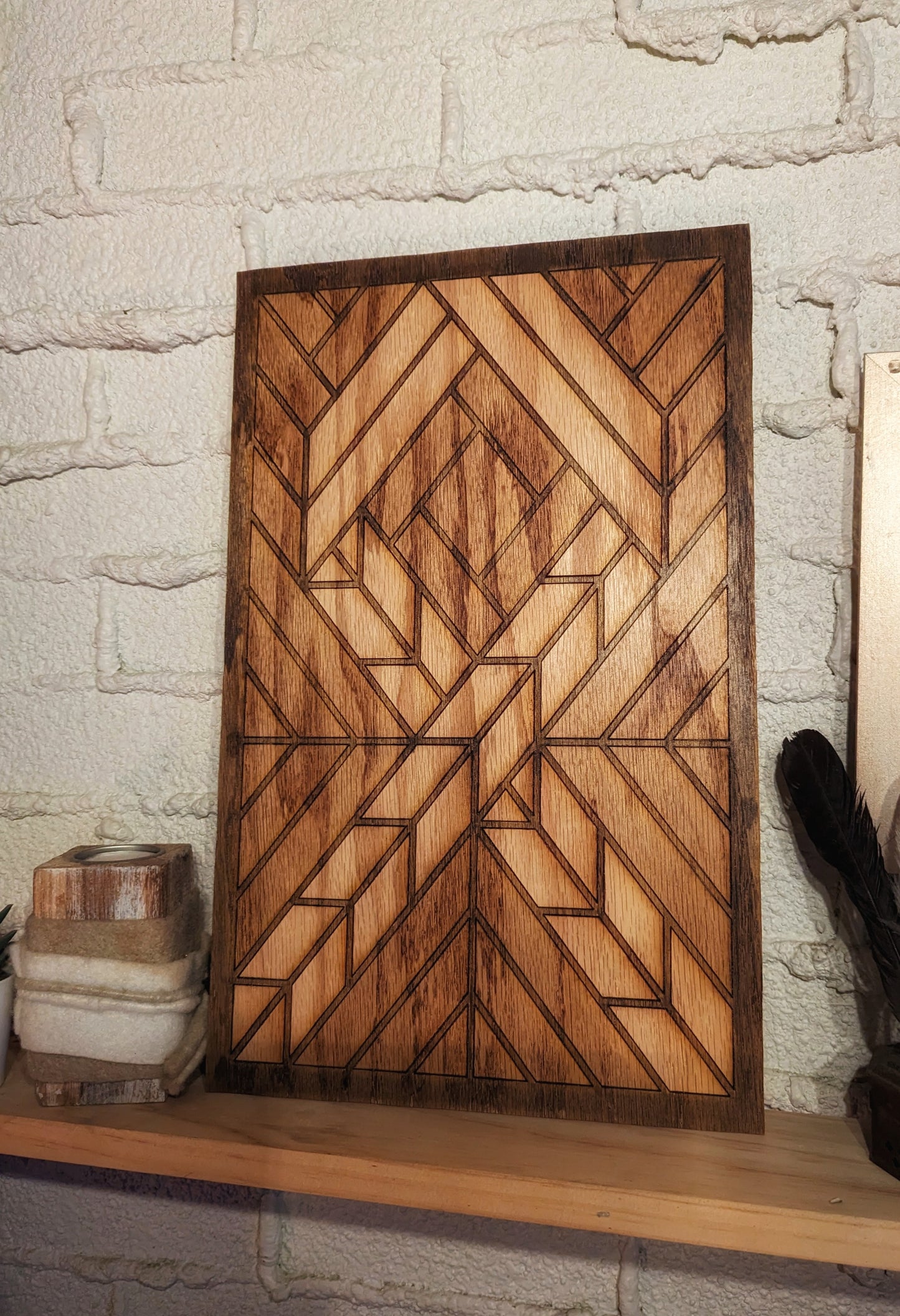 Oak Wood Othala Mosaic Wall Art