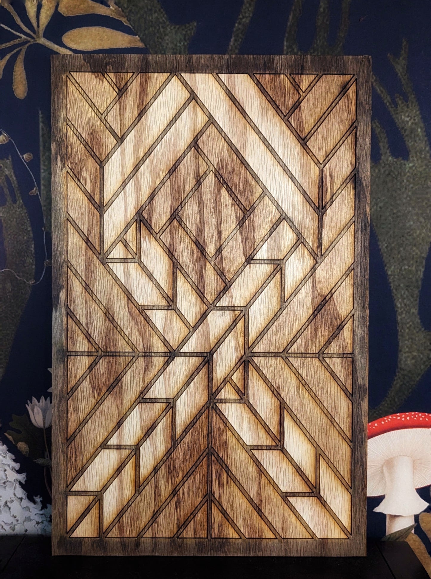 Oak Wood Othala Mosaic Wall Art