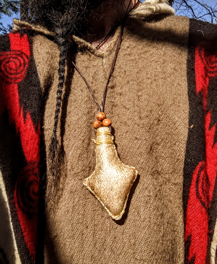 Wearable Bear Elk Bison Hide Rattle Necklace