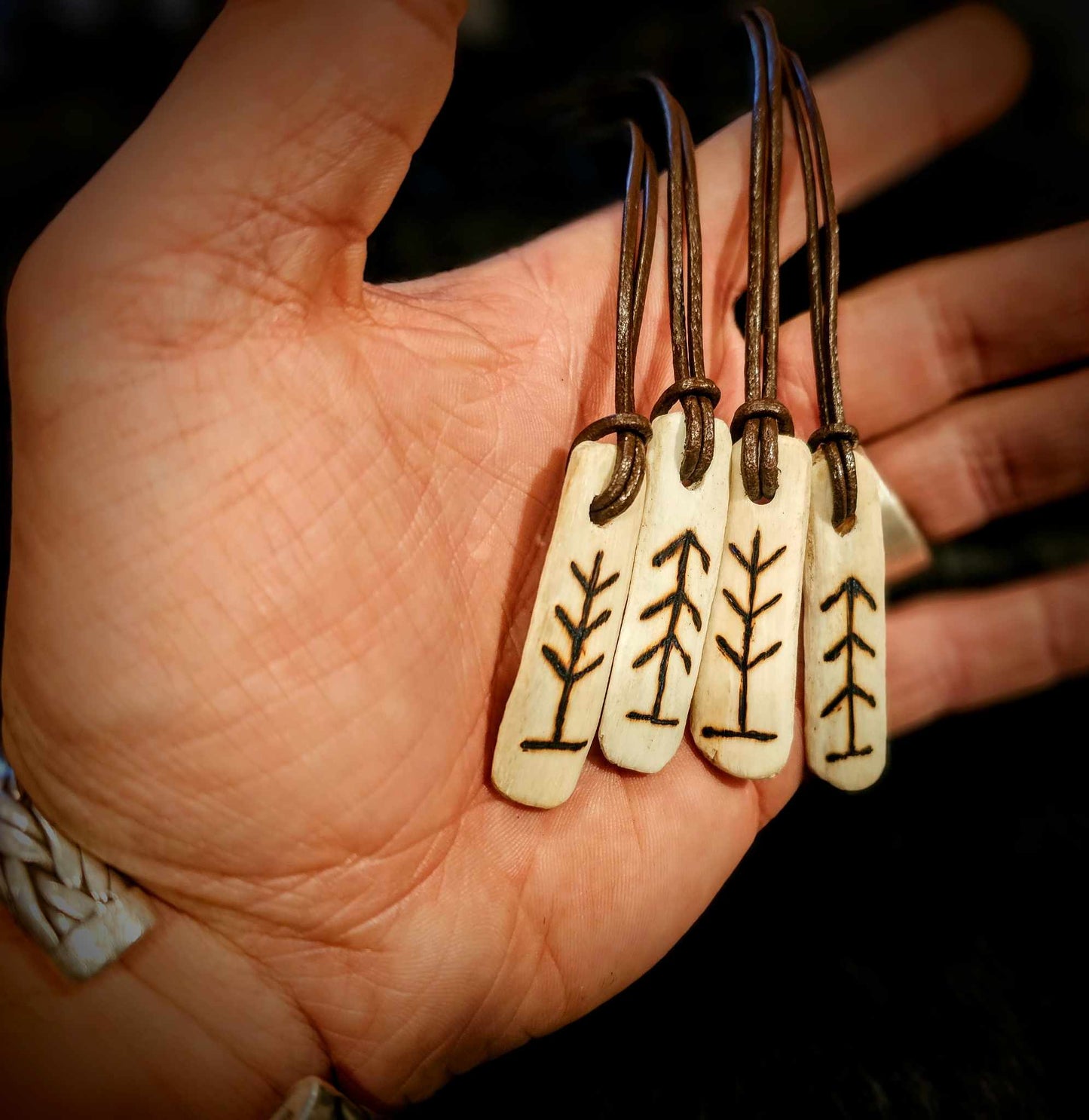 Forest Spirit Rib Bone Talisman on Leather Cord