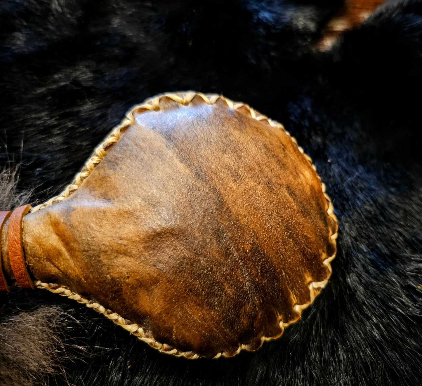 Antler Shed Bison Hide Wolf Fur Rattle
