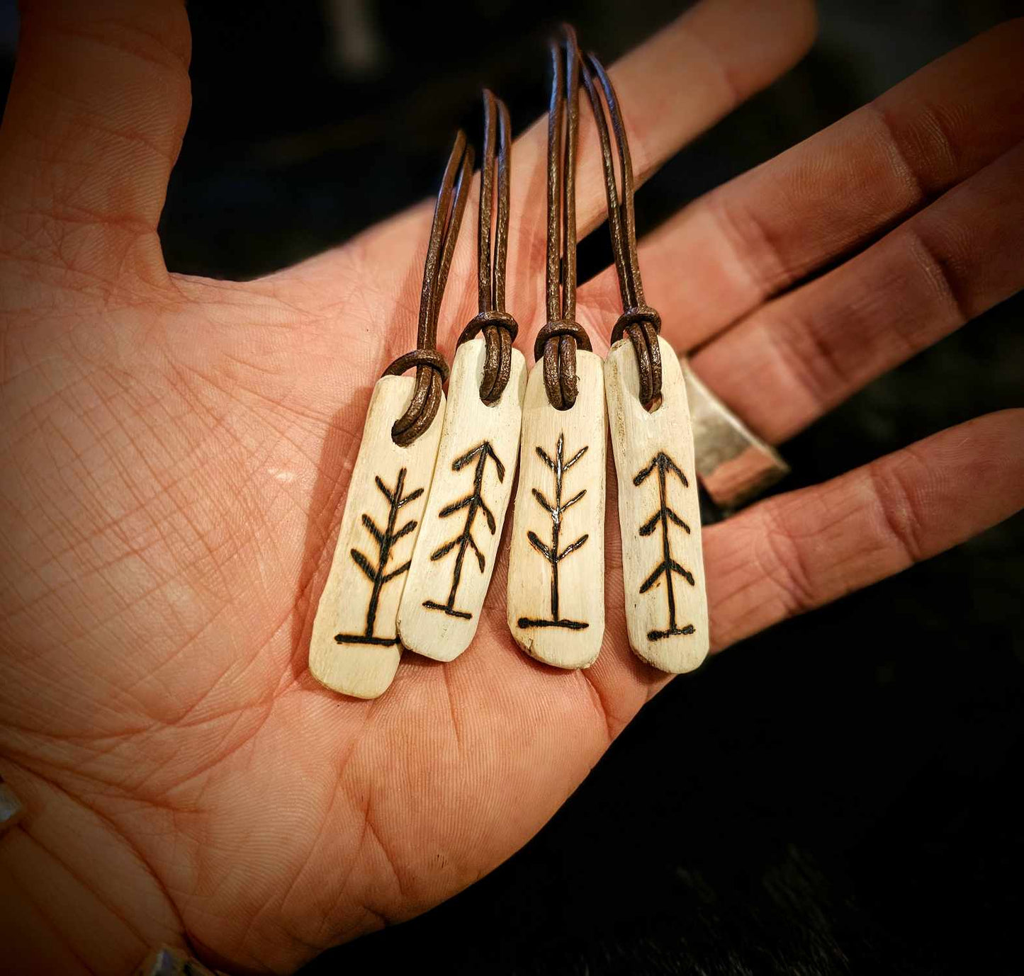 Forest Spirit Rib Bone Talisman on Leather Cord