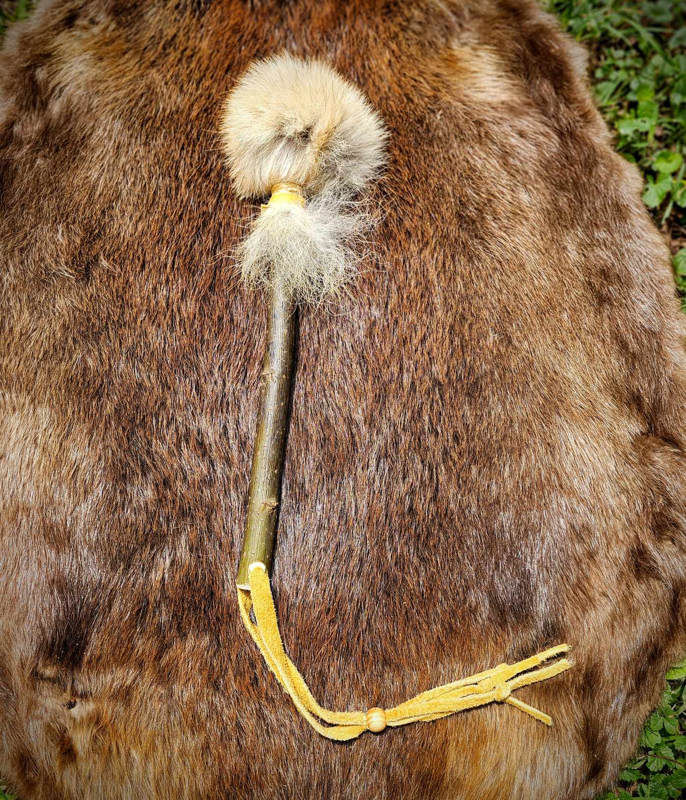 Wild Dog Red Deer Coyote Fur Drum and Alder Wood Beater