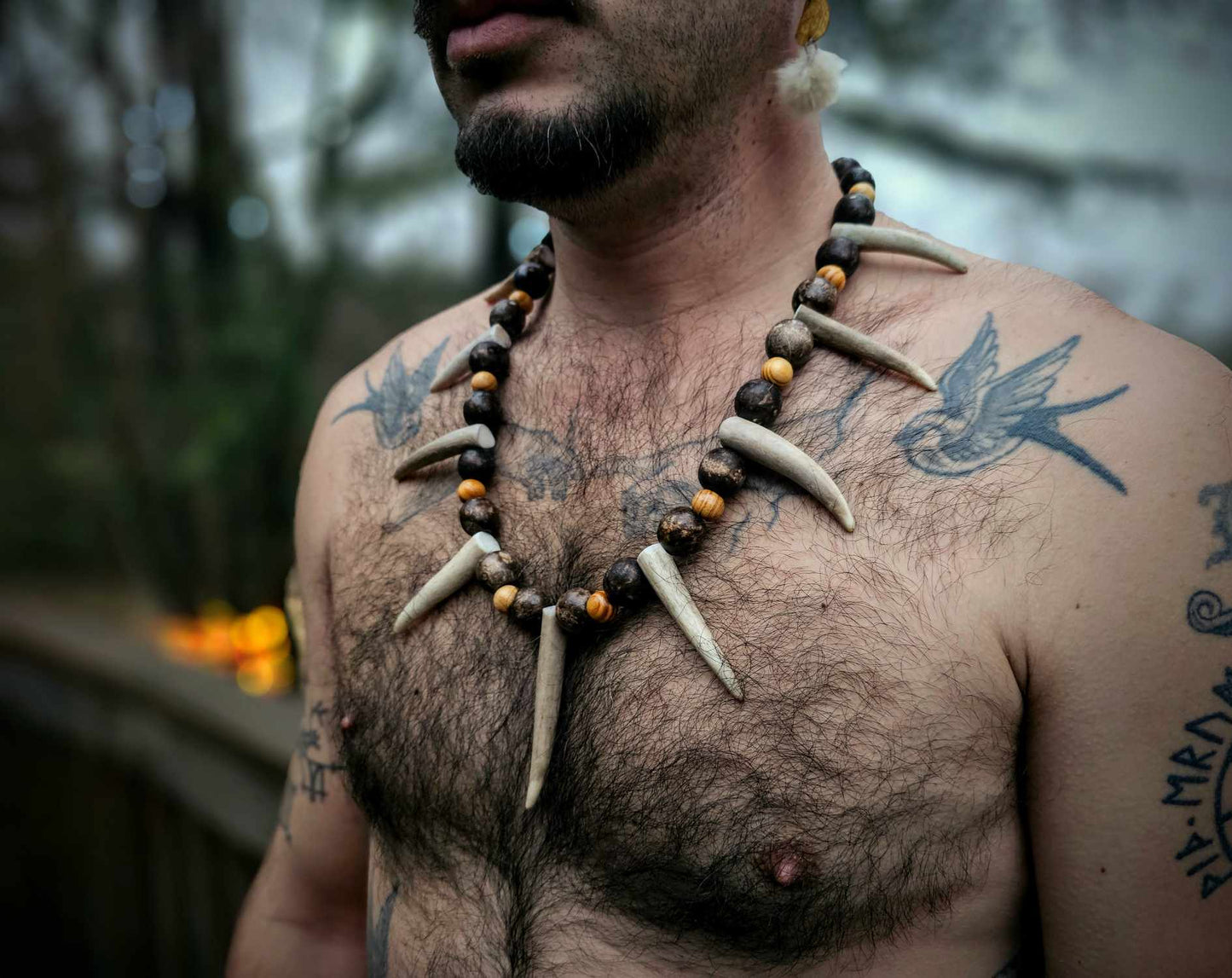 Spirit of the Elk Antler and Wood Bead Necklace