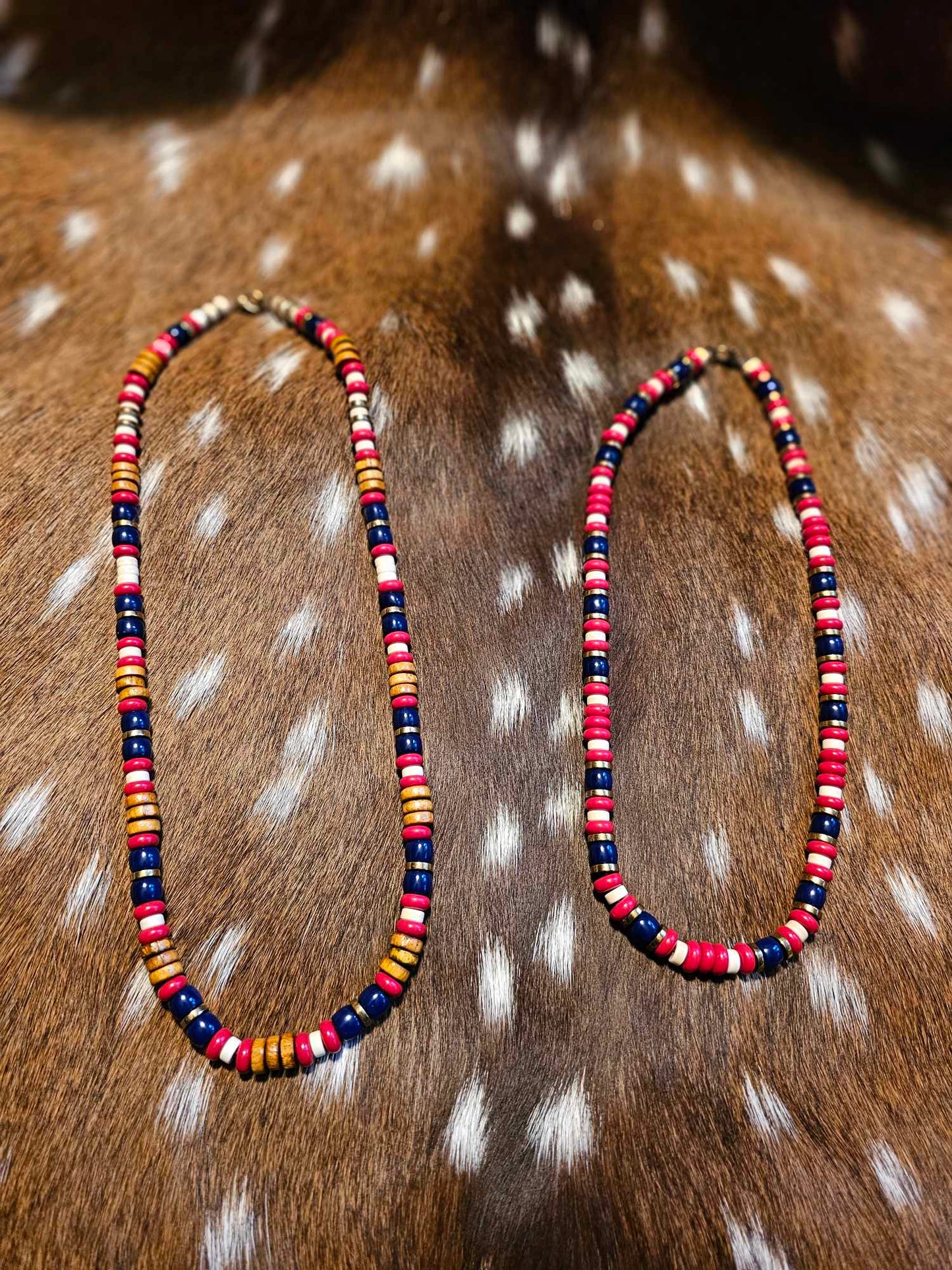 Glass, Brass, and Clay Beaded Necklace