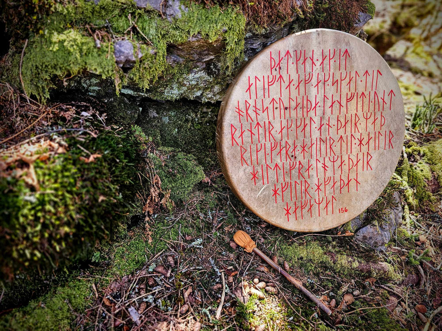 20 Inch Natural Elk Skin Drum Havamal 156