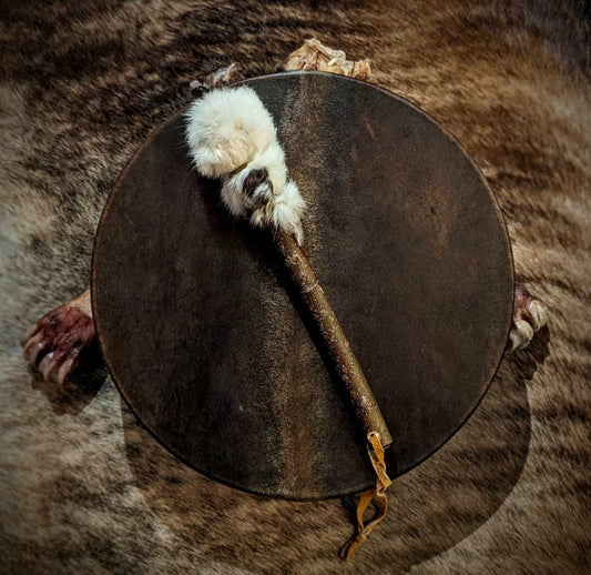 15 Inch Natural Galaxy Stripe Horse Hide Drum and Rabbit Fur Alder Beater