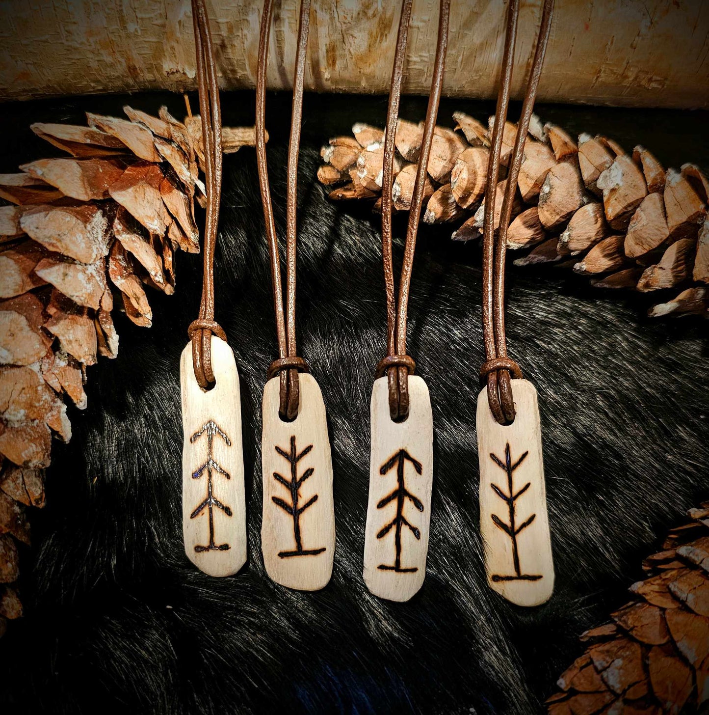 Forest Spirit Rib Bone Talisman on Leather Cord