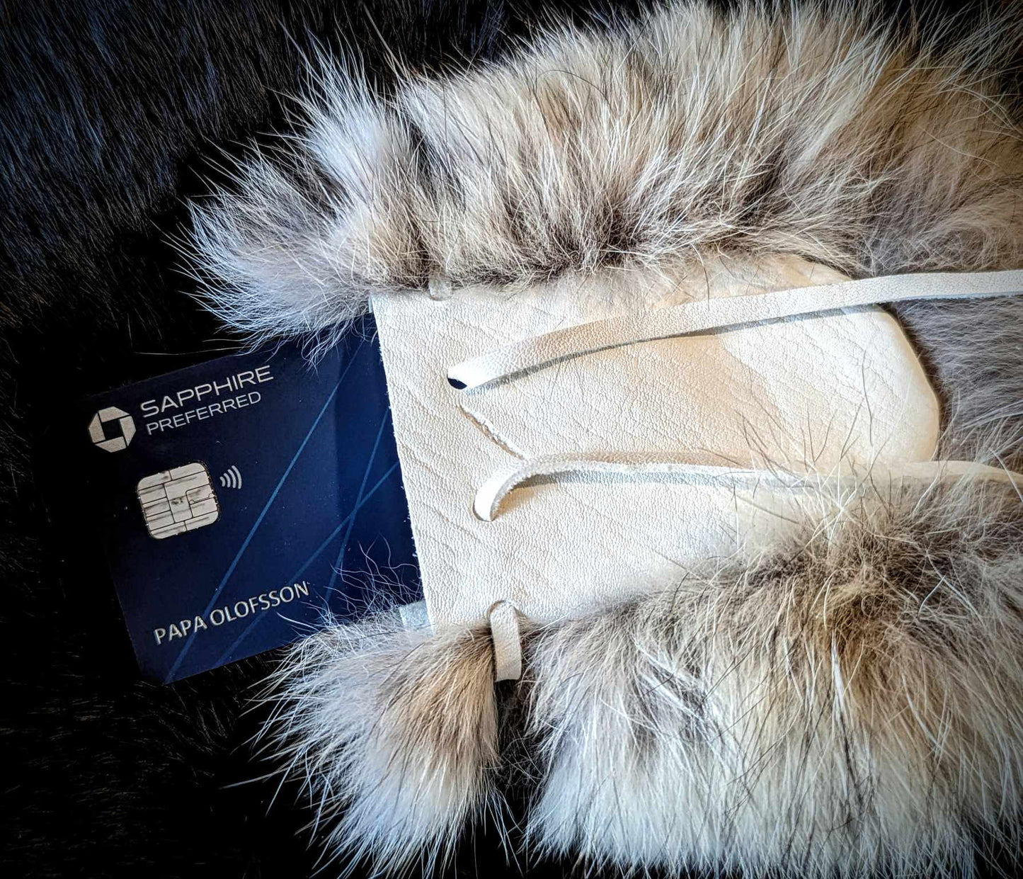 White Buckskin Coyote Fur Medicine Bag