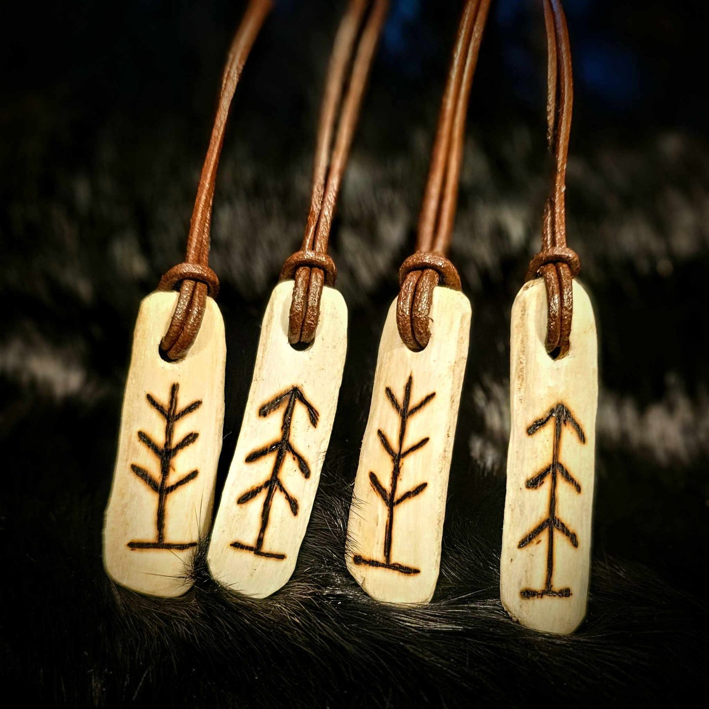 Forest Spirit Rib Bone Talisman on Leather Cord