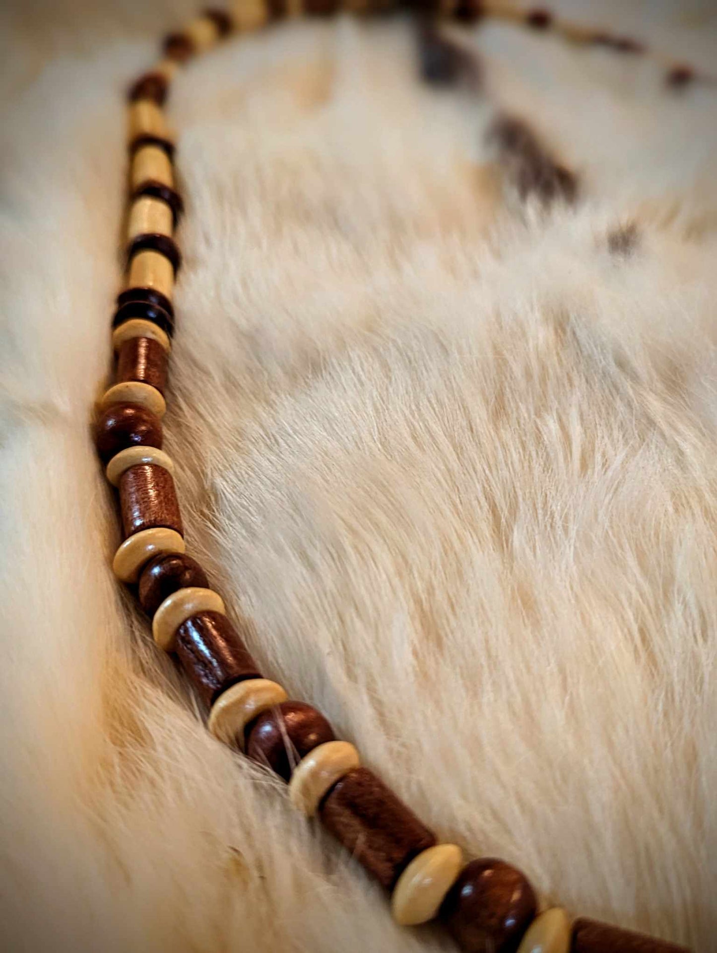 Deer Hoof and Bell Amulet with Wood Beads