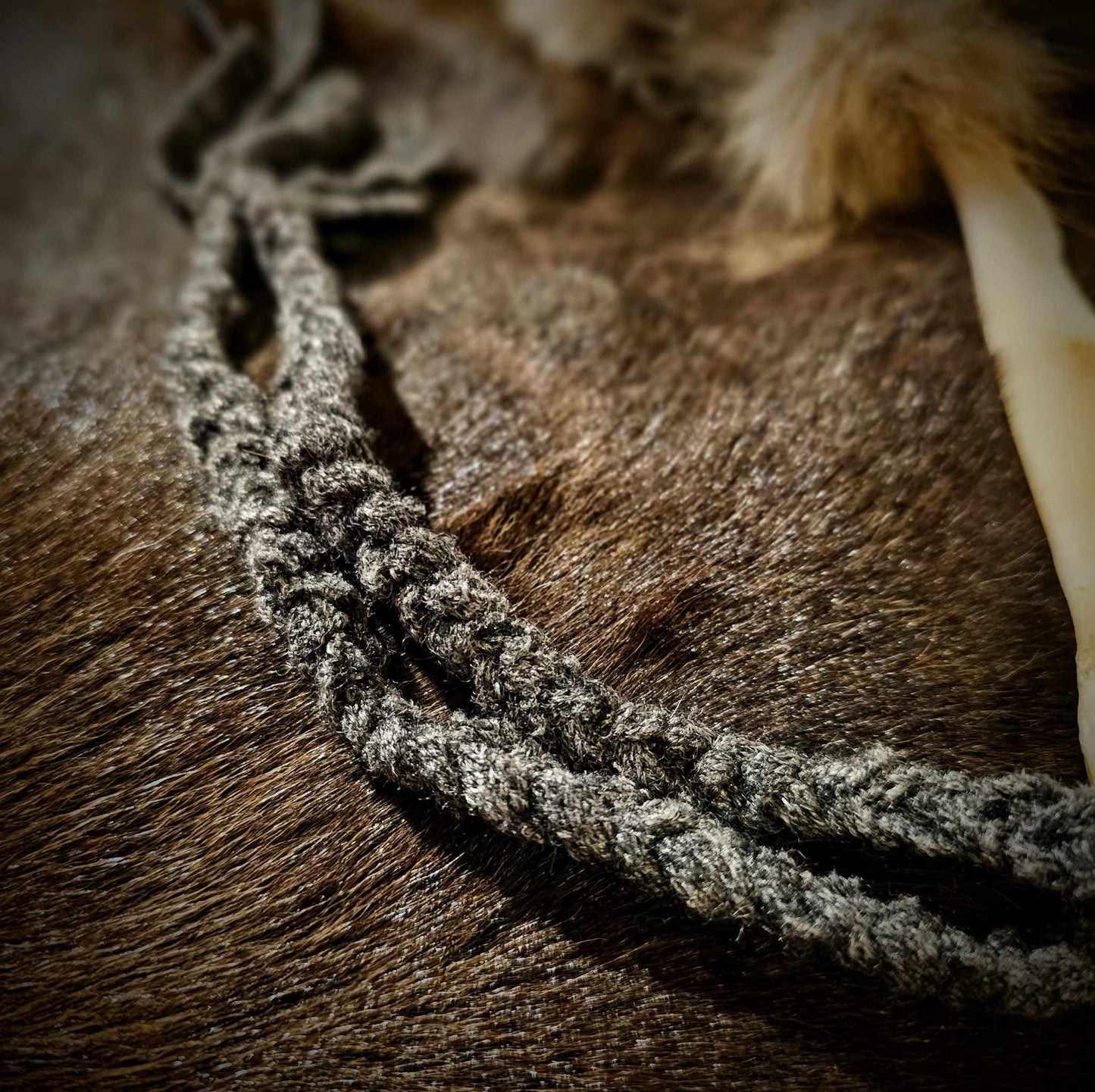 Wolf Fur and Bone Drum Beater Soft Mallet