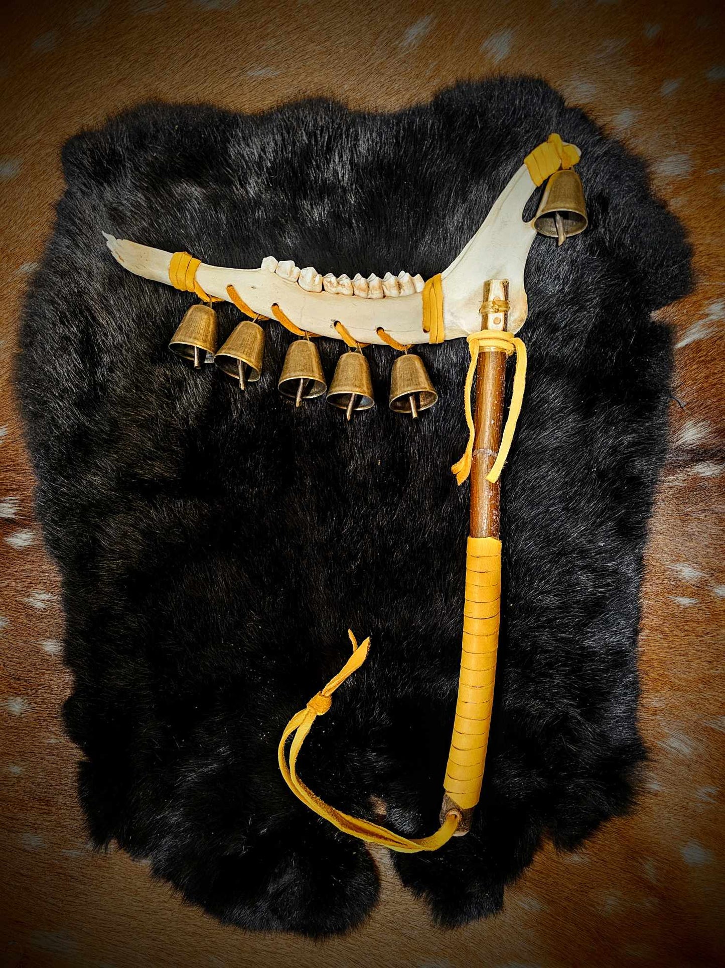 Warding Bell Deer Jaw Ritual Rattle Wand